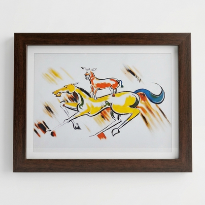 Majnu Bhai's Masterpiece | Donkey on Horse Framed Print | 300 GSM Highest quality Paper | High quality PVC Frame