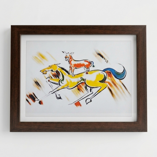 Majnu Bhai's Masterpiece | Donkey on Horse Framed Print | 300 GSM Highest quality Paper | High quality PVC Frame
